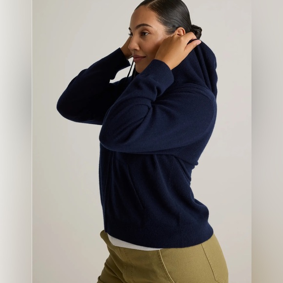 NWT Quince Mongolian Cashmere Full-Zip Hoodie True Navy Size M - Picture 15 of 15